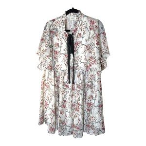 Umgee Baby Doll Shaped Tunic Top Cream with Branches & Tie Front Size ‎ Small